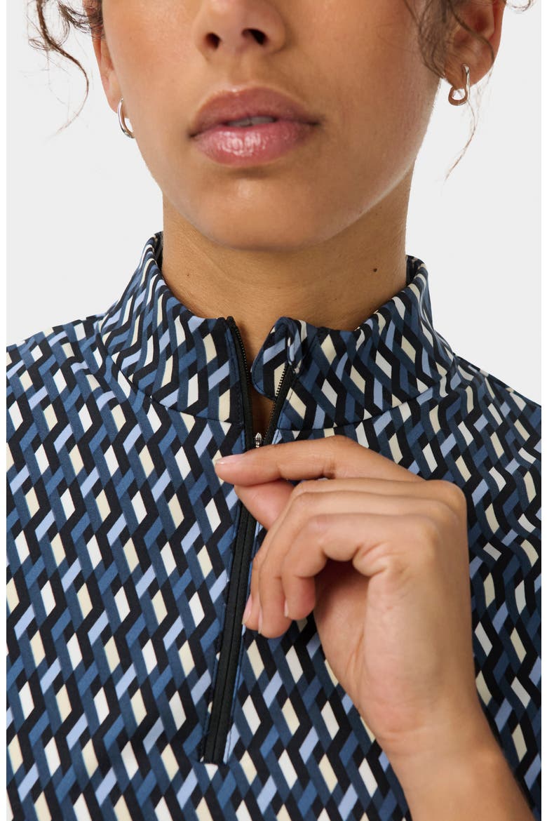 Power Tennis Quarter Zip Minidress, Alternate, color, BLUE LINKED GEO PRINT