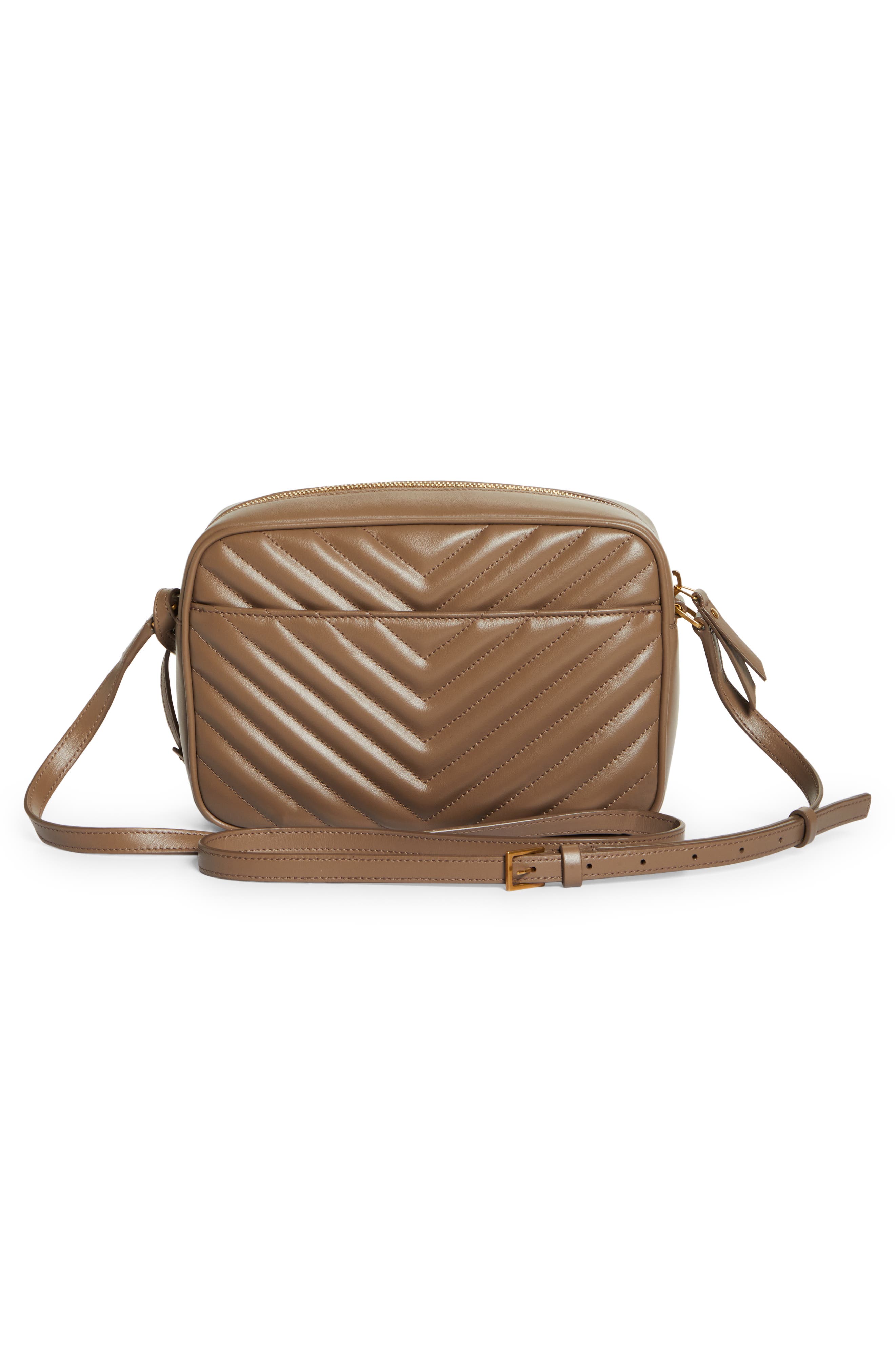 Lou Leather Camera Bag, Alternate, color, TAUPE/GOLD