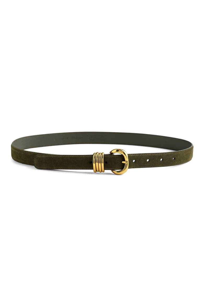 Metal Keeper Suede Belt, Main, color, LODEN