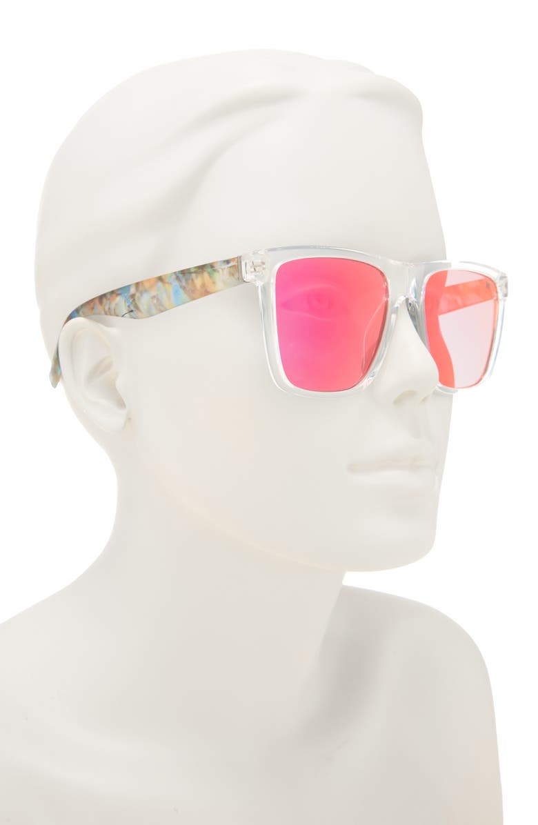 Hurley 55mm Polarized Square Sunglases, Alternate, color, Crystal Clear