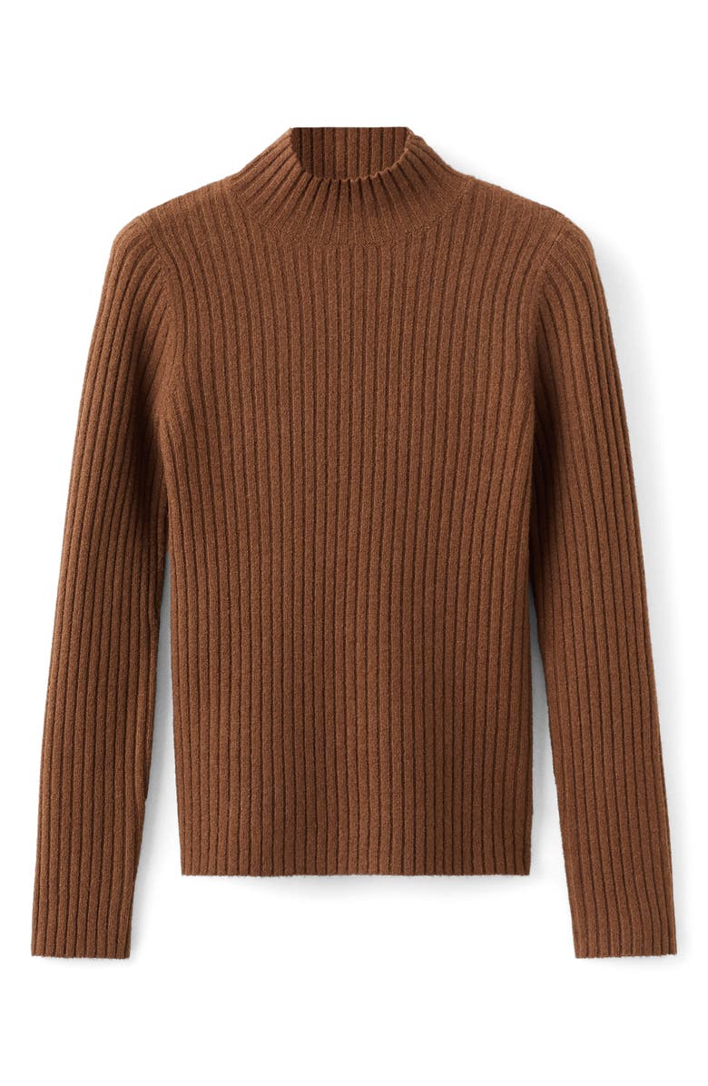 MANGO Simonet Turtleneck Rib Sweater, Alternate, color, Caramel