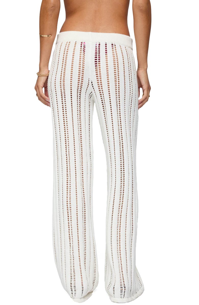 EDIKTED Echo Open Stitch Cover-Up Pants, Alternate, color, Cream