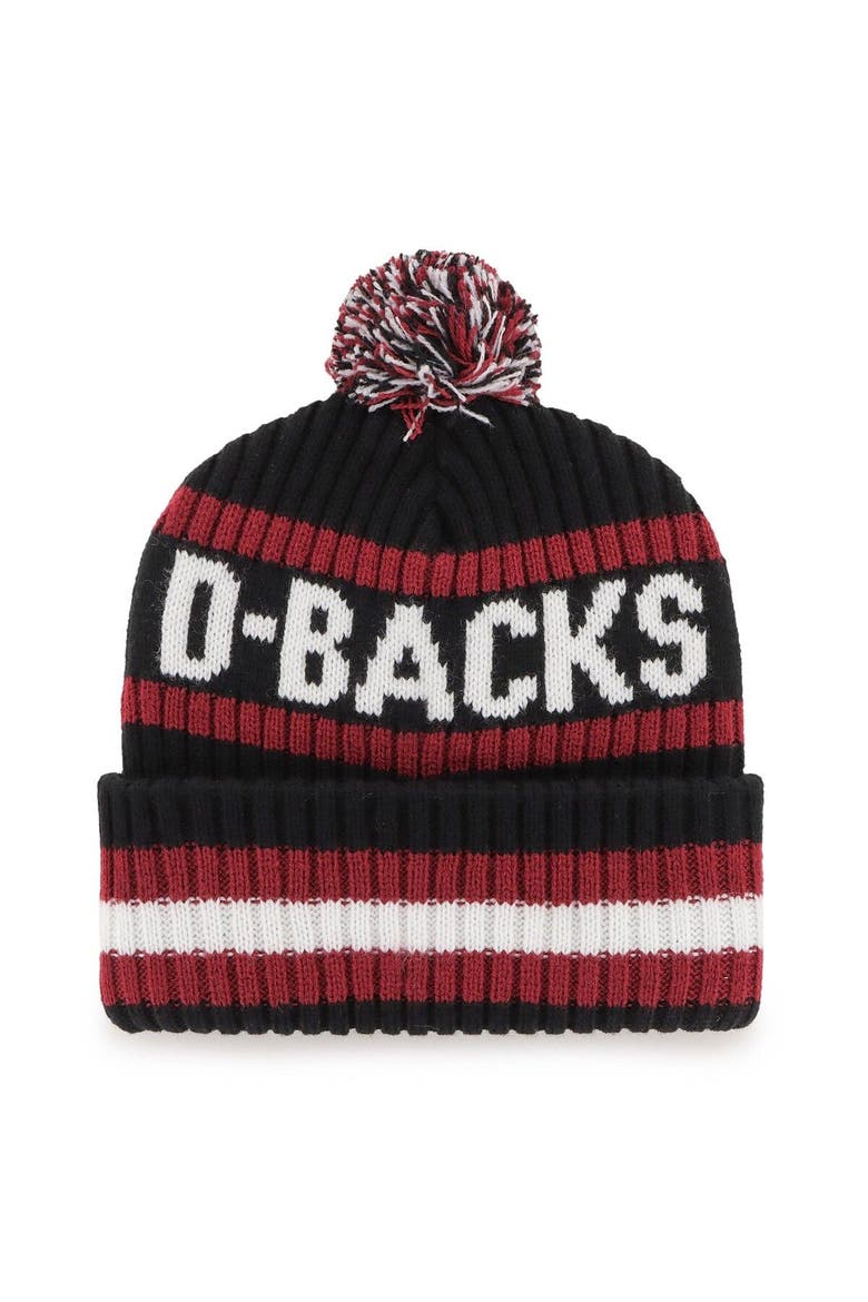 Men's '47 Black Arizona Diamondbacks Bering Cuffed Knit Hat with Pom, Alternate, color, Black