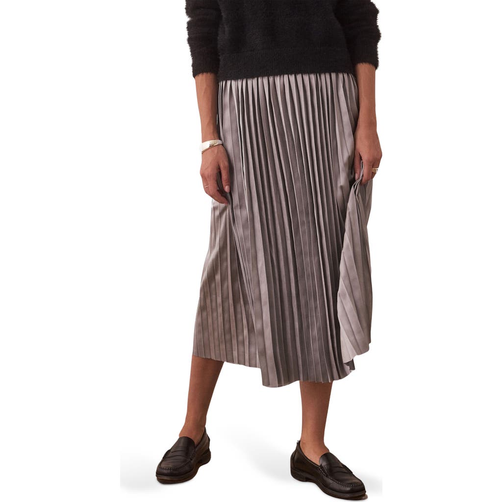 Marine Layer Chelsea Pleated Midi Skirt in Silver