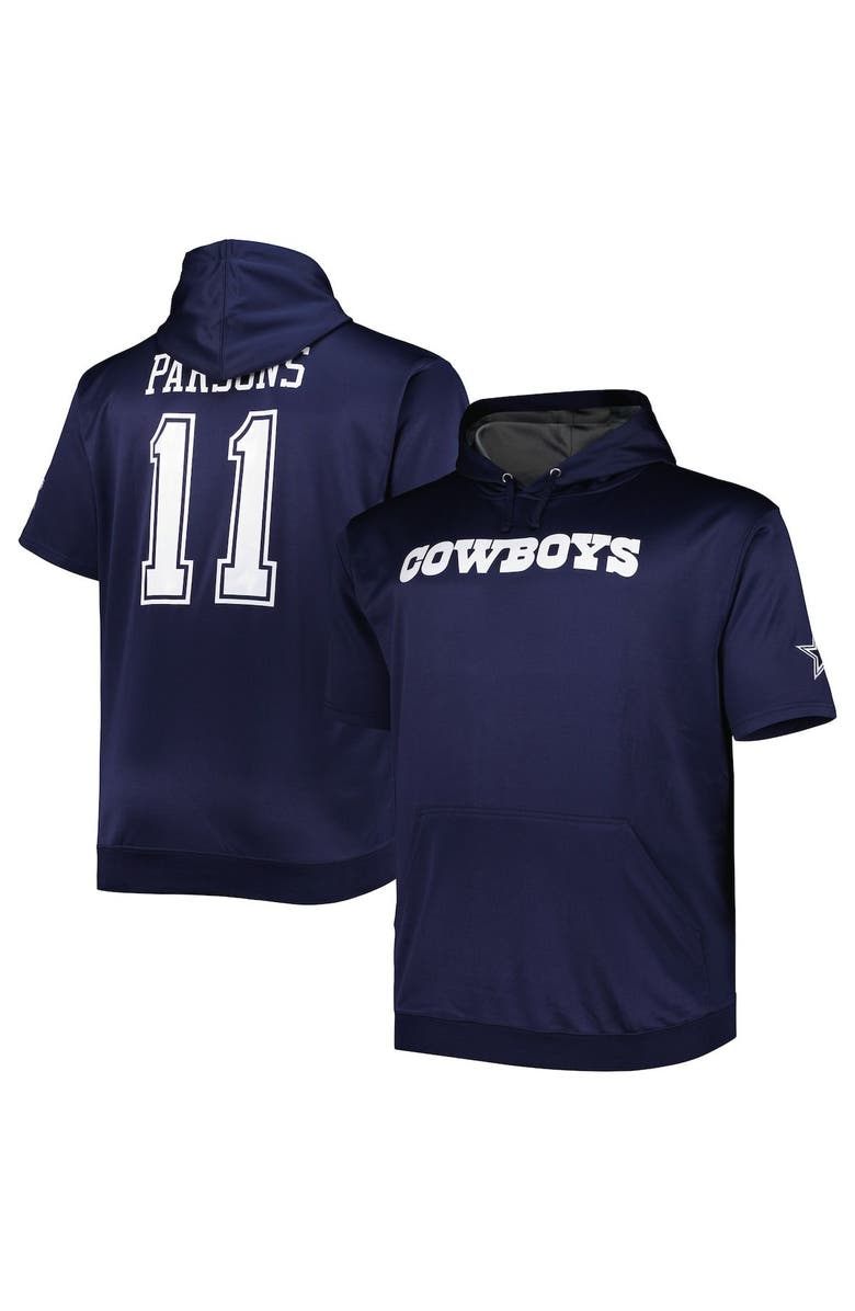 PROFILE Men's Micah Parsons Navy Dallas Cowboys Big & Tall Short Sleeve Pullover Hoodie, Main, color, 