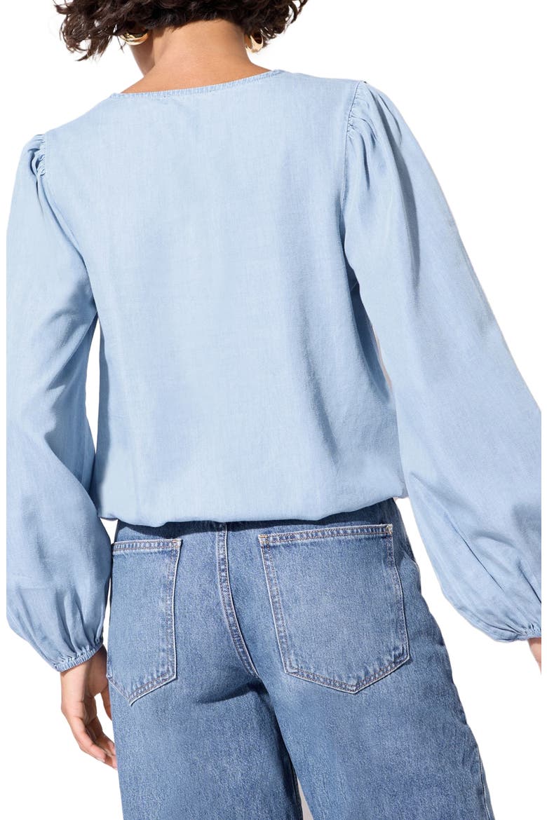 Ruffle Chambray Top, Alternate, color, BLUE