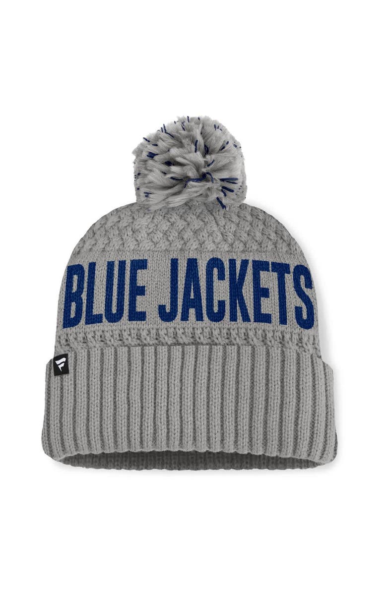 FANATICS Women's Fanatics Gray Columbus Blue Jackets Heritage Tilly Cuffed Knit Hat with Pom, Alternate, color, 