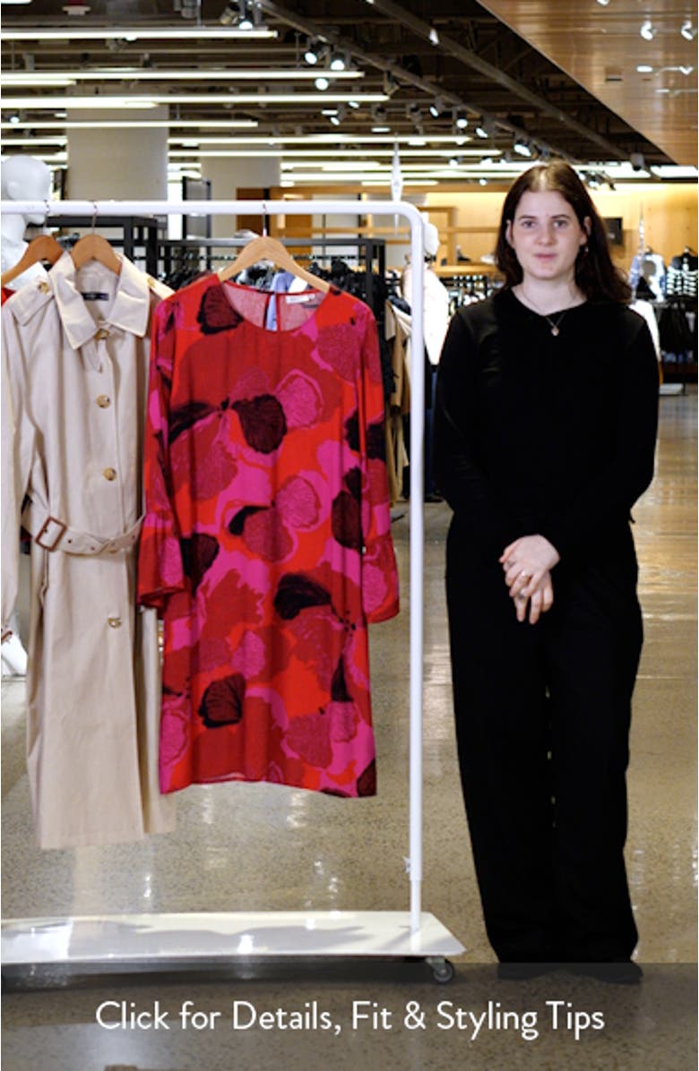 Novella Floral Long Sleeve Shift Dress, sales video thumbnail