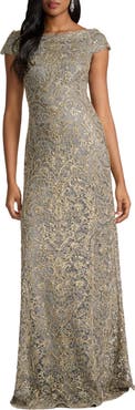 Tadashi Shoji Metallic Embroidery Body-Con Gown