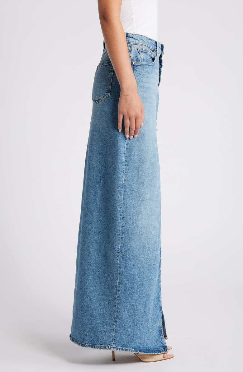 Good American Good Ease Denim Midi Skirt, Alternate, color, Indigo733