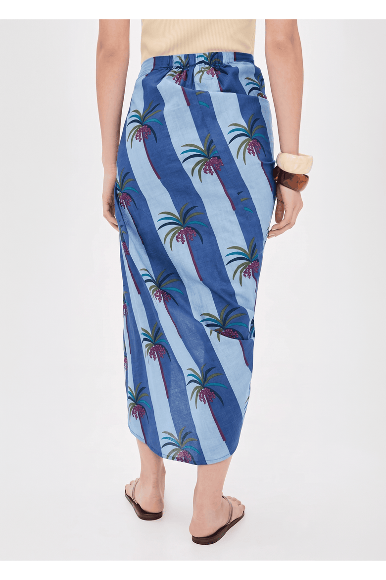 Luciana Palm Pareo Skirt, Alternate, color, Blue