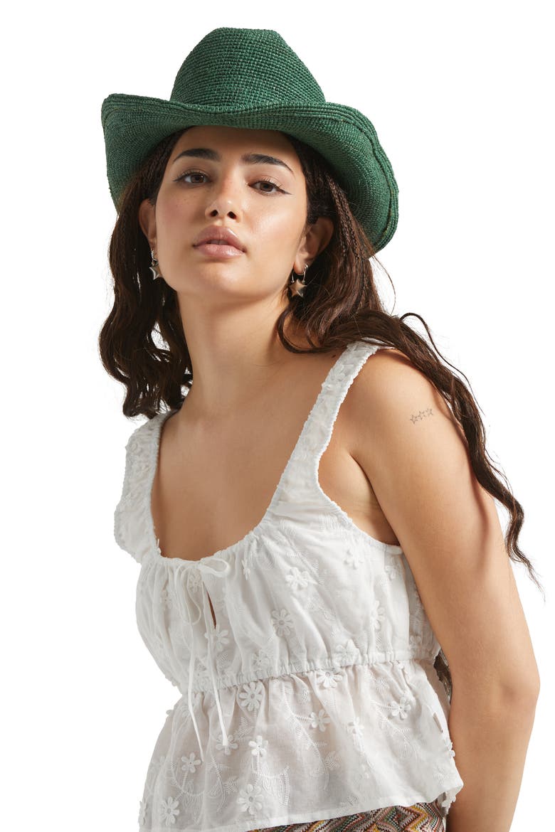 Odessa Packable Straw Cowboy Hat, Alternate, color, PRIMAL GREEN