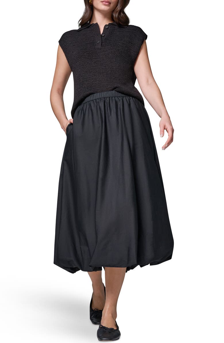 Donna Karan New York Stretch Poplin Bubble Skirt, Alternate, color, Black