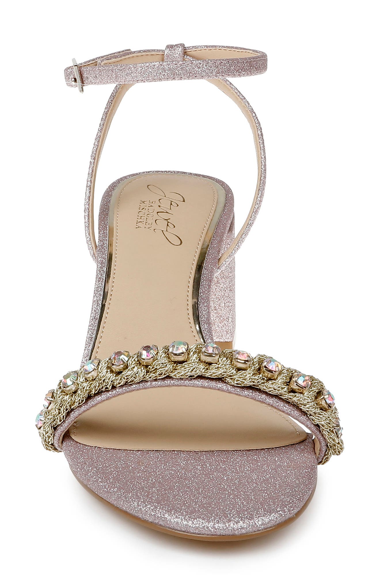 Jewel Badgley Mischka Odonna Embellished Ankle Strap Sandal, Alternate, color, Pale Pink