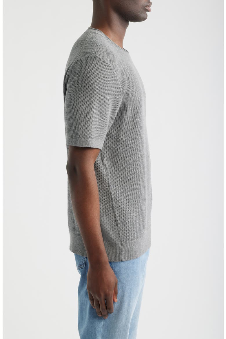 Salthill Short Sleeve Cotton & Linen Piqué Sweater, Alternate, color, MED GREY HEATHER