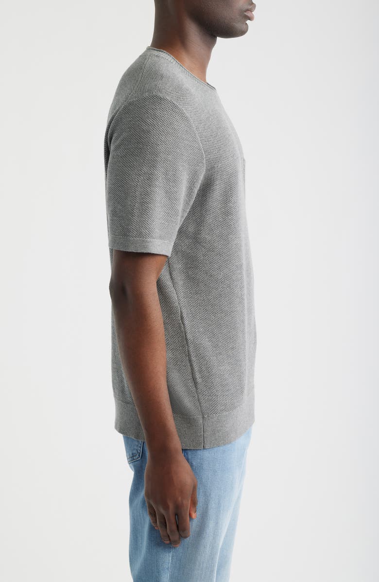 Tommy Bahama Salthill Short Sleeve Cotton & Linen Piqué Sweater, Alternate, color, Med Grey Heather