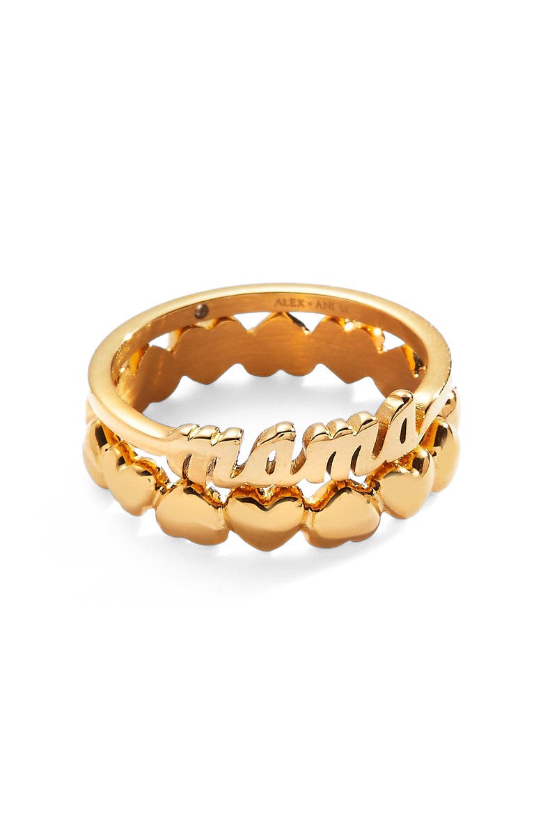 Alex and Ani Mama Ring Set of 2, Main, color, Gold