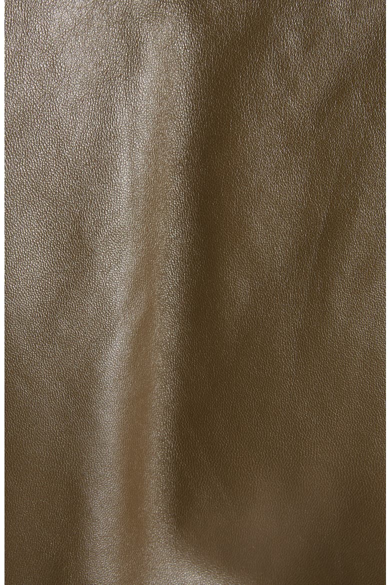 Intrecciato Collar Leather Jacket, Alternate, color, 3476 WADER GREEN