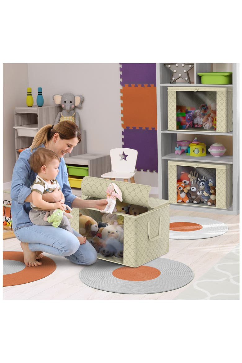 Set of 2 Foldable Storage Bags, Alternate, color, BEIGE