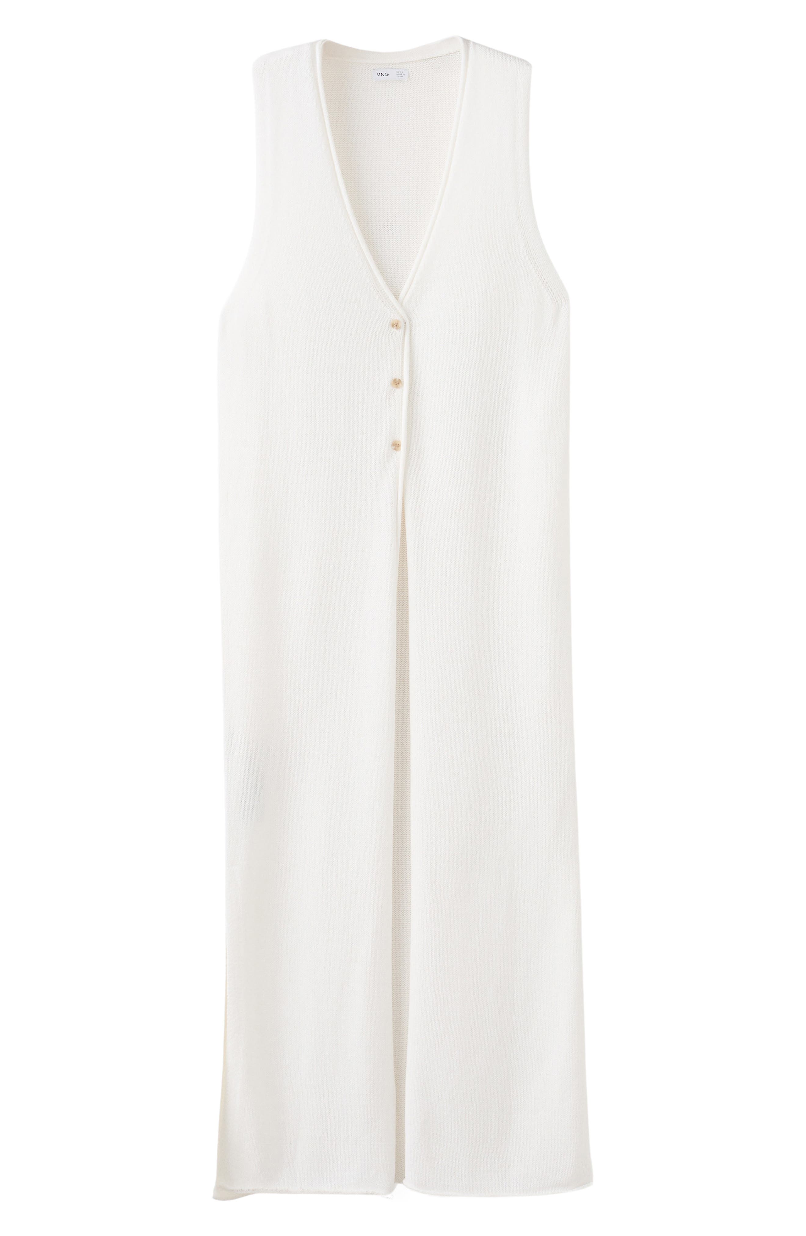 <p>Sleeveless Cotton Blend Longline Cardigan</p>