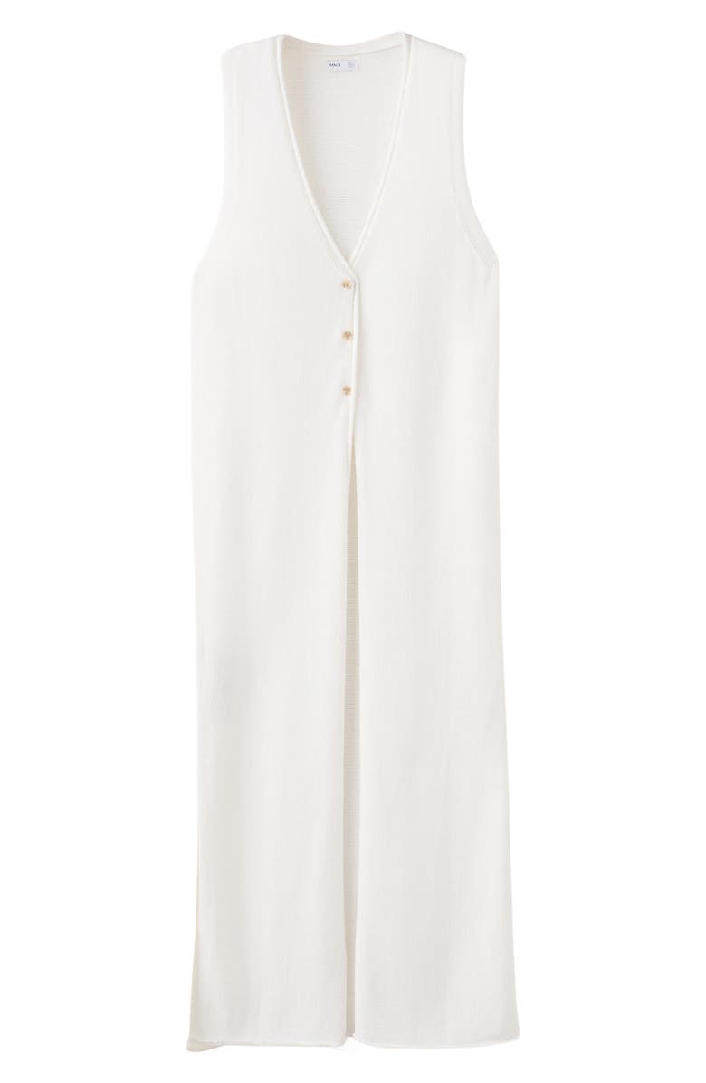 MANGO TEEN <p>Sleeveless Cotton Blend Longline Cardigan</p>, Main, color, Ecru