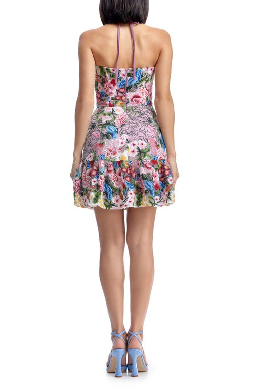 DRESS THE POPULATION DRESS THE POPULATION TRIXIE FLORAL EMBROIDERED FIT & FLARE MINIDRESS
