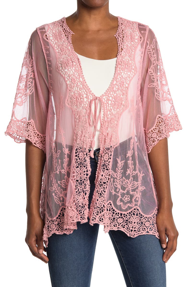 Forgotten Grace Lace Tie Front Topper, Main, color, 