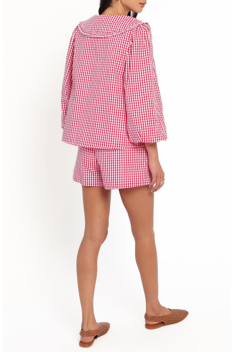 Angela Gingham Shirt and Shorts Set, Alternate, color, RED GINGHAM
