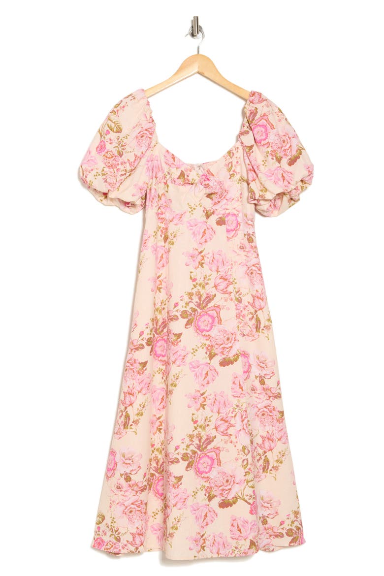 Twist Bodice Midi Dress, Alternate, color, ROCOCO FLORAL