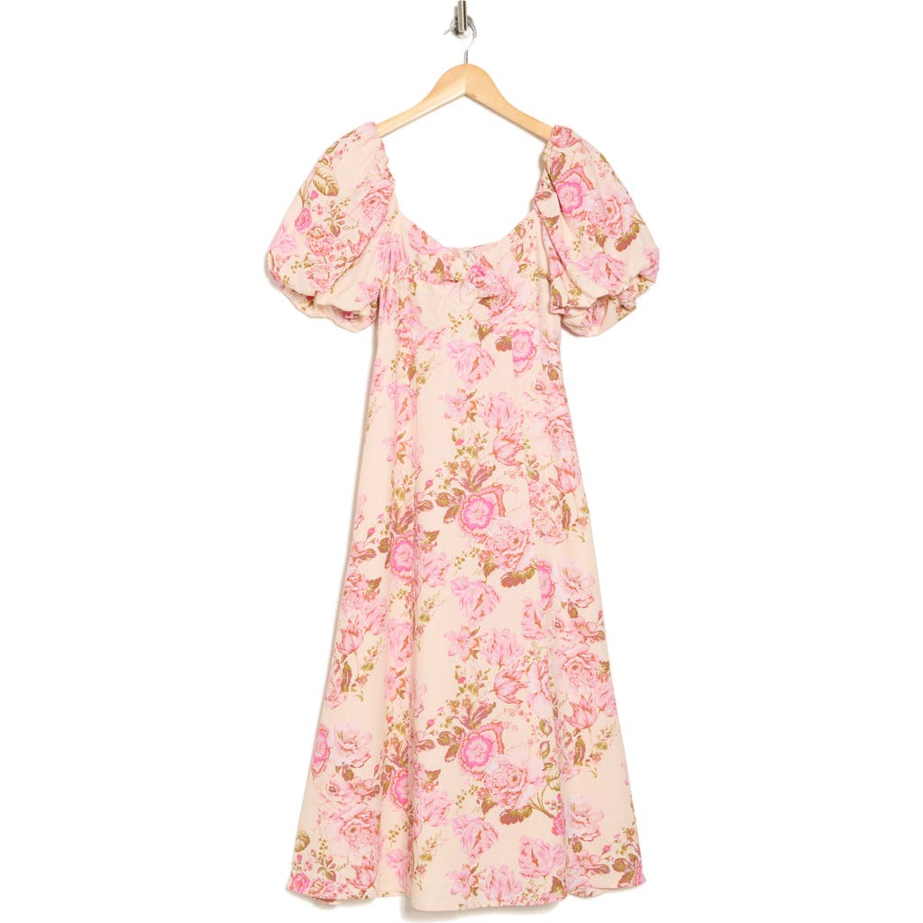 Avec Les Filles Twist Bodice Midi Dress In Rococo Floral