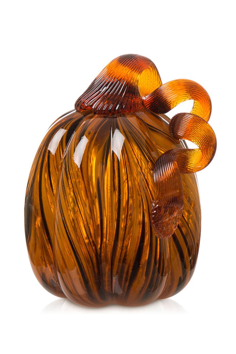 Fall Multi-Style Short Glass Pumpkins, Main, color, Brown