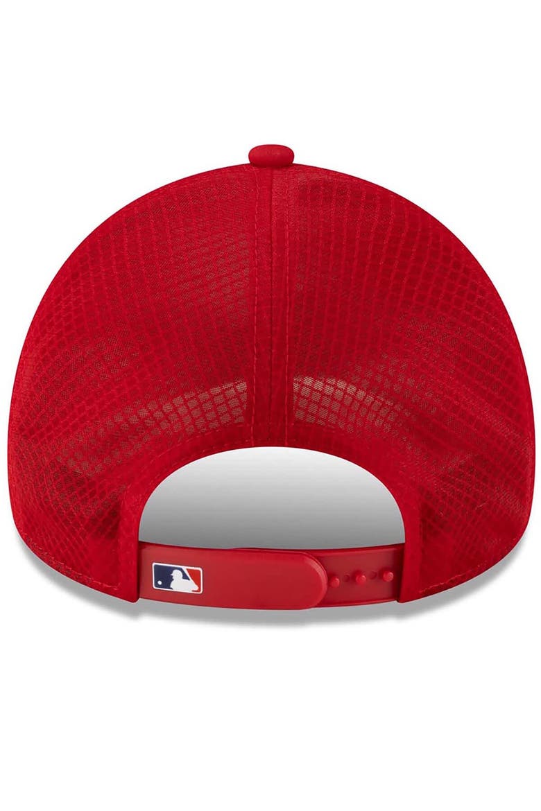 Men's New Era Red Philadelphia Phillies 2026 Batting Practice Apex 9FORTY Adjustable Trucker Hat, Alternate, color, Red