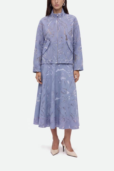 Cotton Blend Midi Skirt