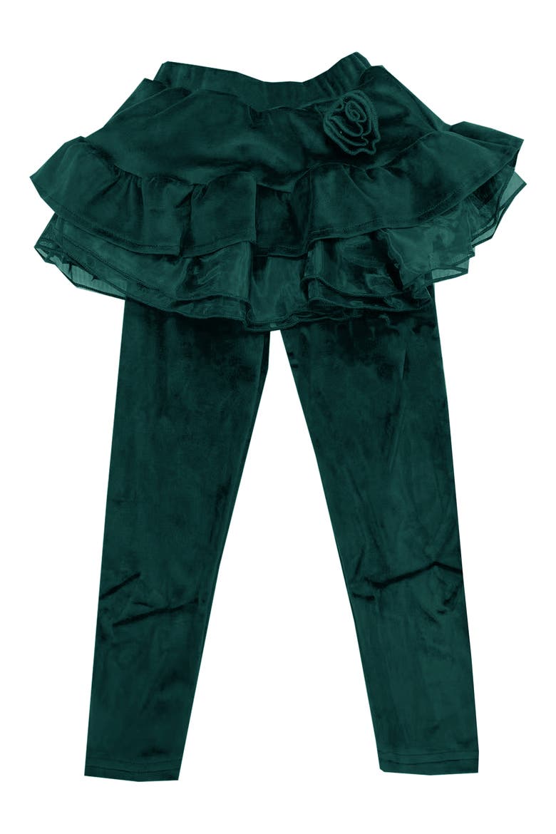 Kids' Velour Skirted Leggings, Main, color, GREEN