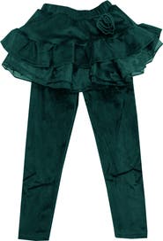 JOE-ELLA Kids' Velour Skirted Leggings