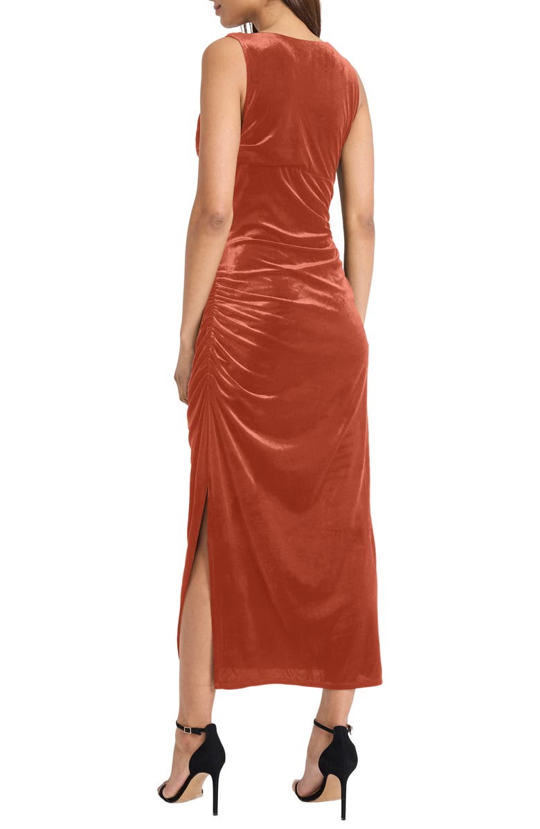 DONNA MORGAN FOR MAGGY Sleeveless Side Slit Velvet Midi Dress, Alternate, color, Fired Brick