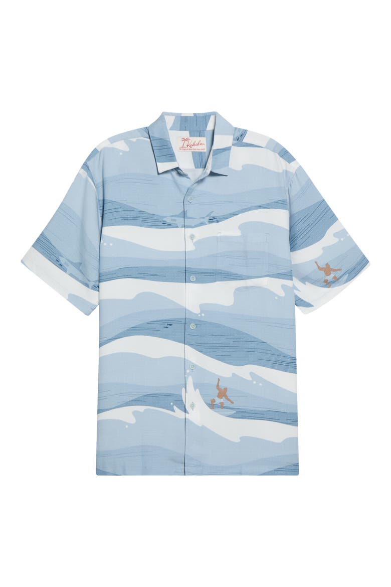 Surf Jacquard Short Sleeve Button-Up Shirt, Alternate, color, CHAMBRAY