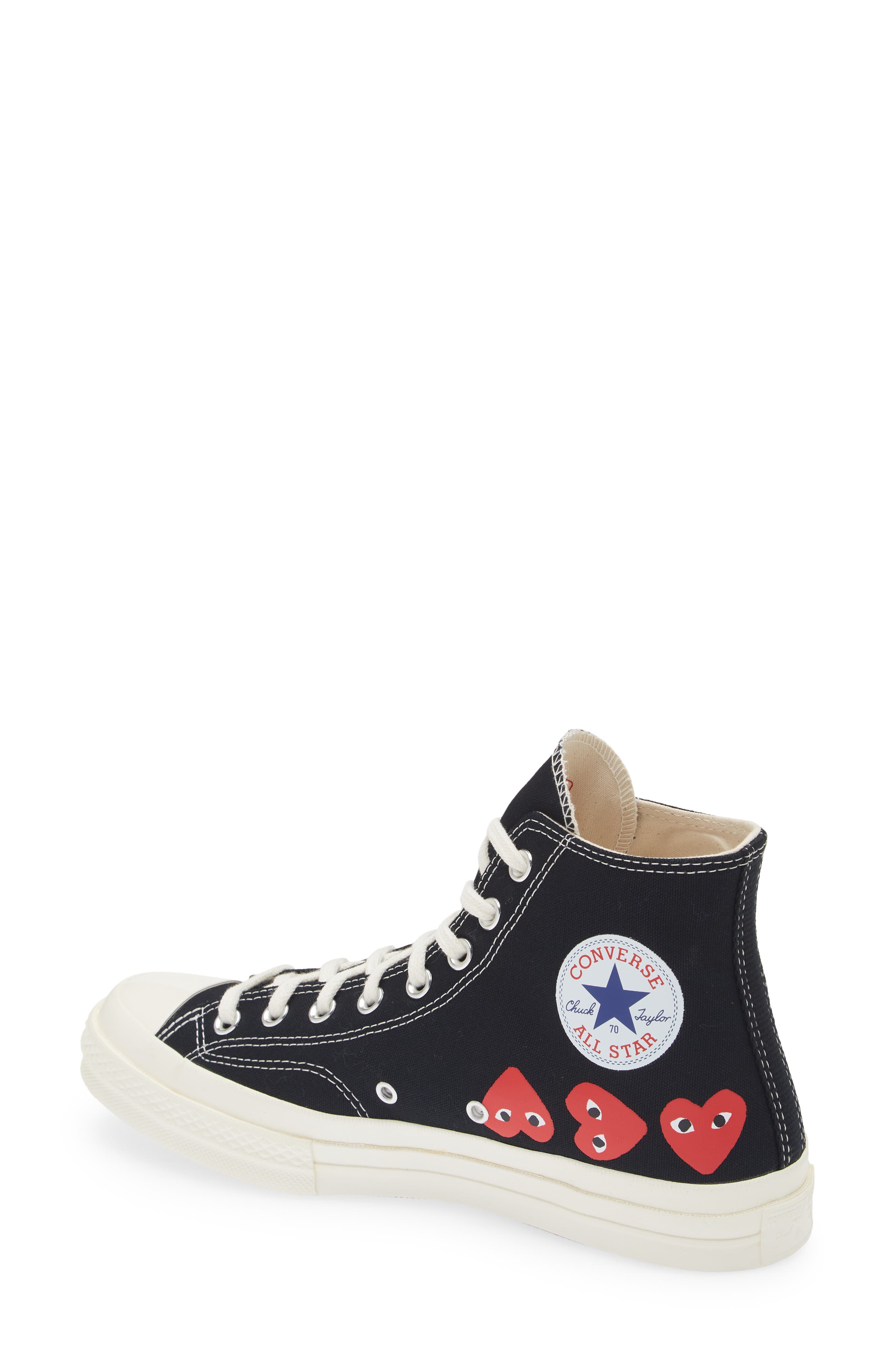 Comme des Garçons PLAY x Converse Gender Inclusive Chuck Taylor<sup>®</sup> Heart High Top Sneaker, Alternate, color, Black