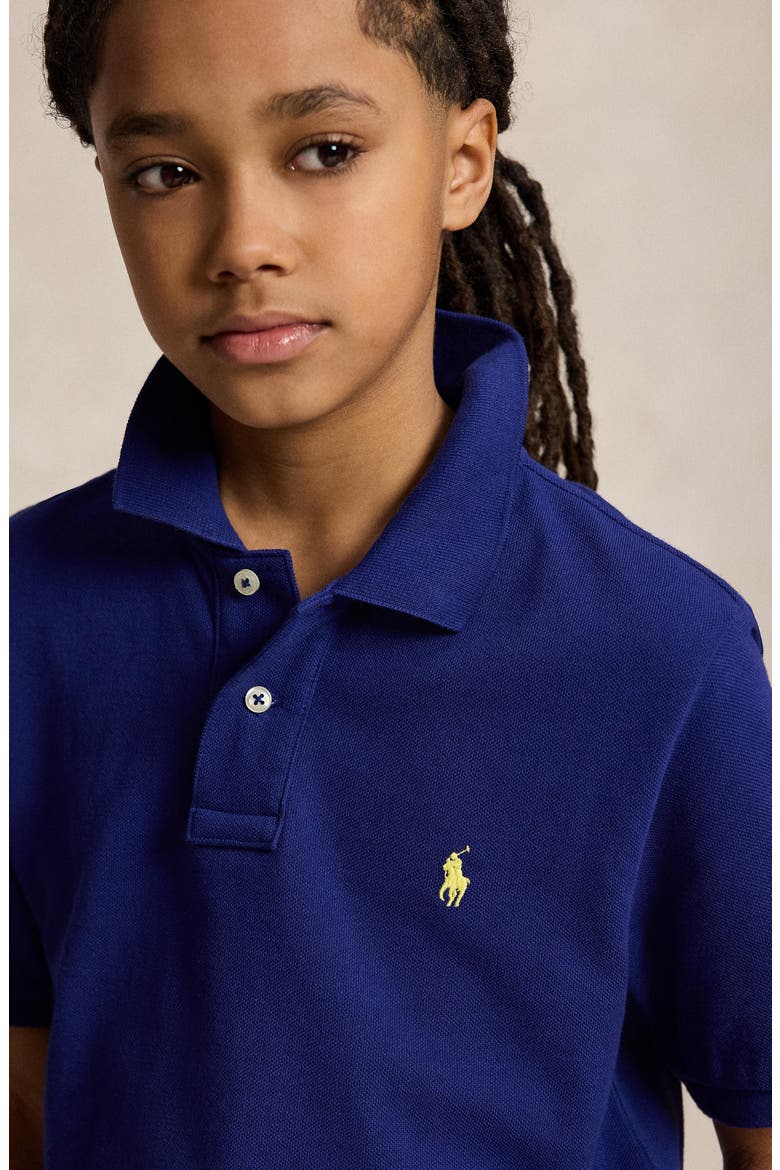 Kids' Solid Cotton Piqué Knit Polo, Alternate, color, BLUE