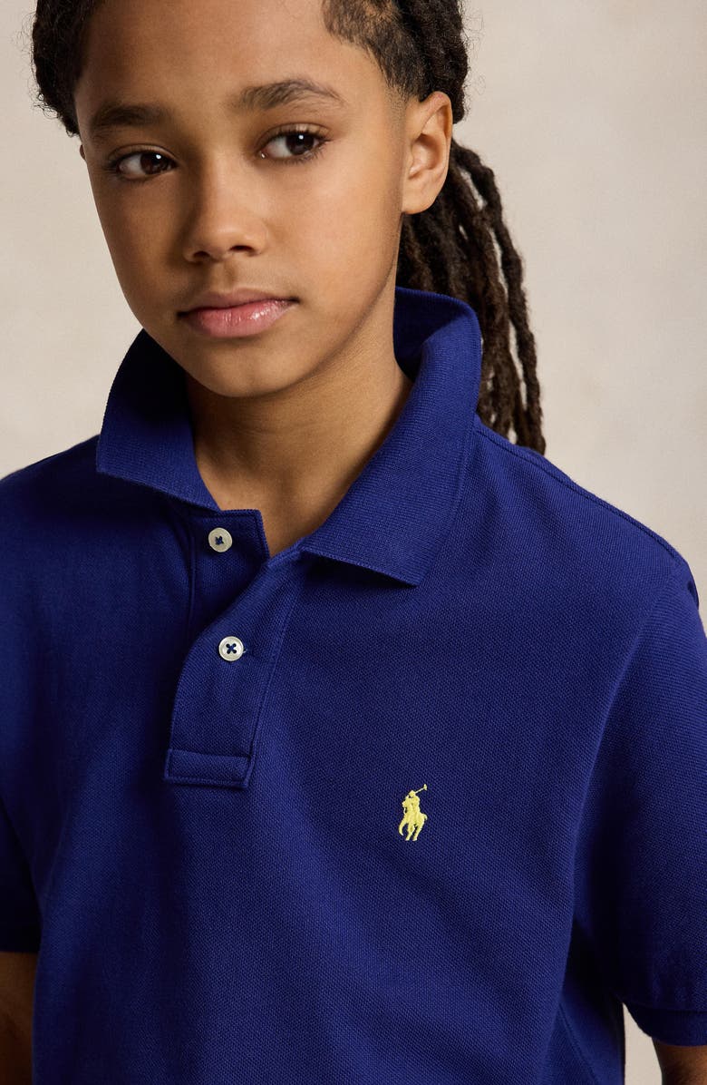Polo Ralph Lauren Kids' Solid Cotton Piqué Knit Polo, Alternate, color, Blue