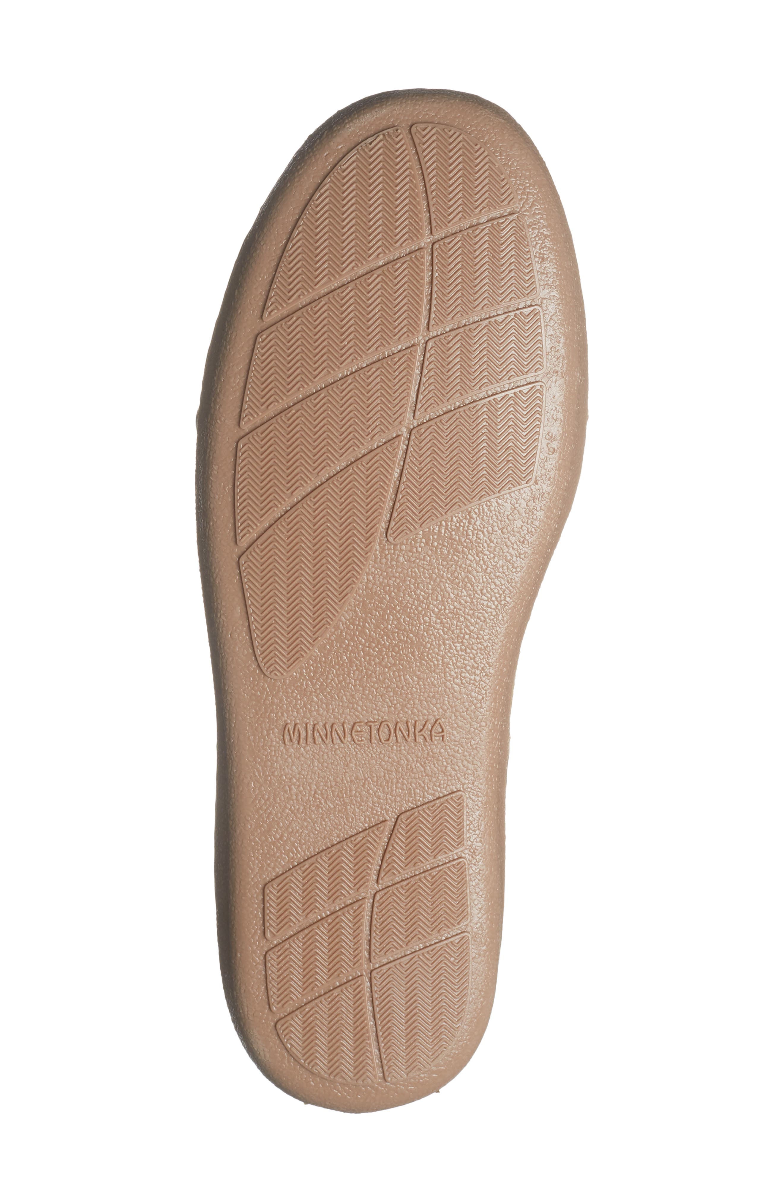 Minnetonka Suede Faux Fur Slipper, Alternate, color, Tan