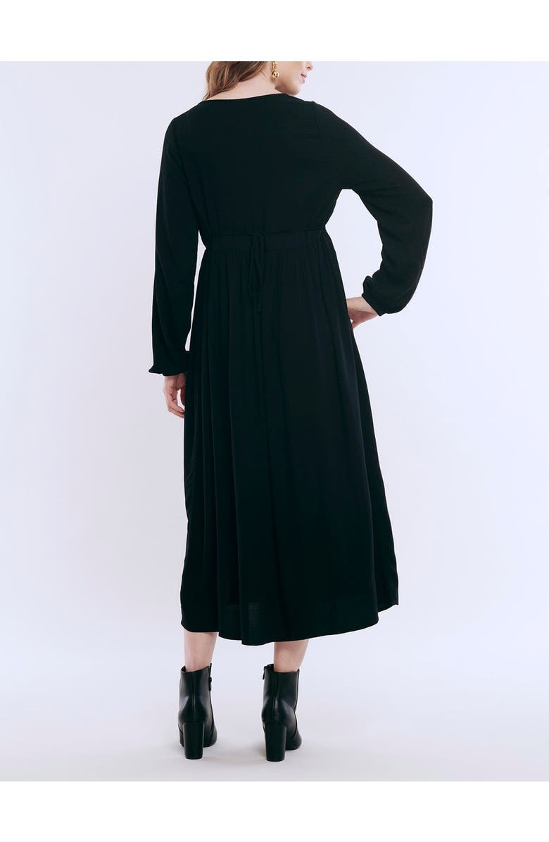 MOTHERHOOD MATERNITY Long Sleeve Button Front Maternity Midi Dress, Alternate, color, Black
