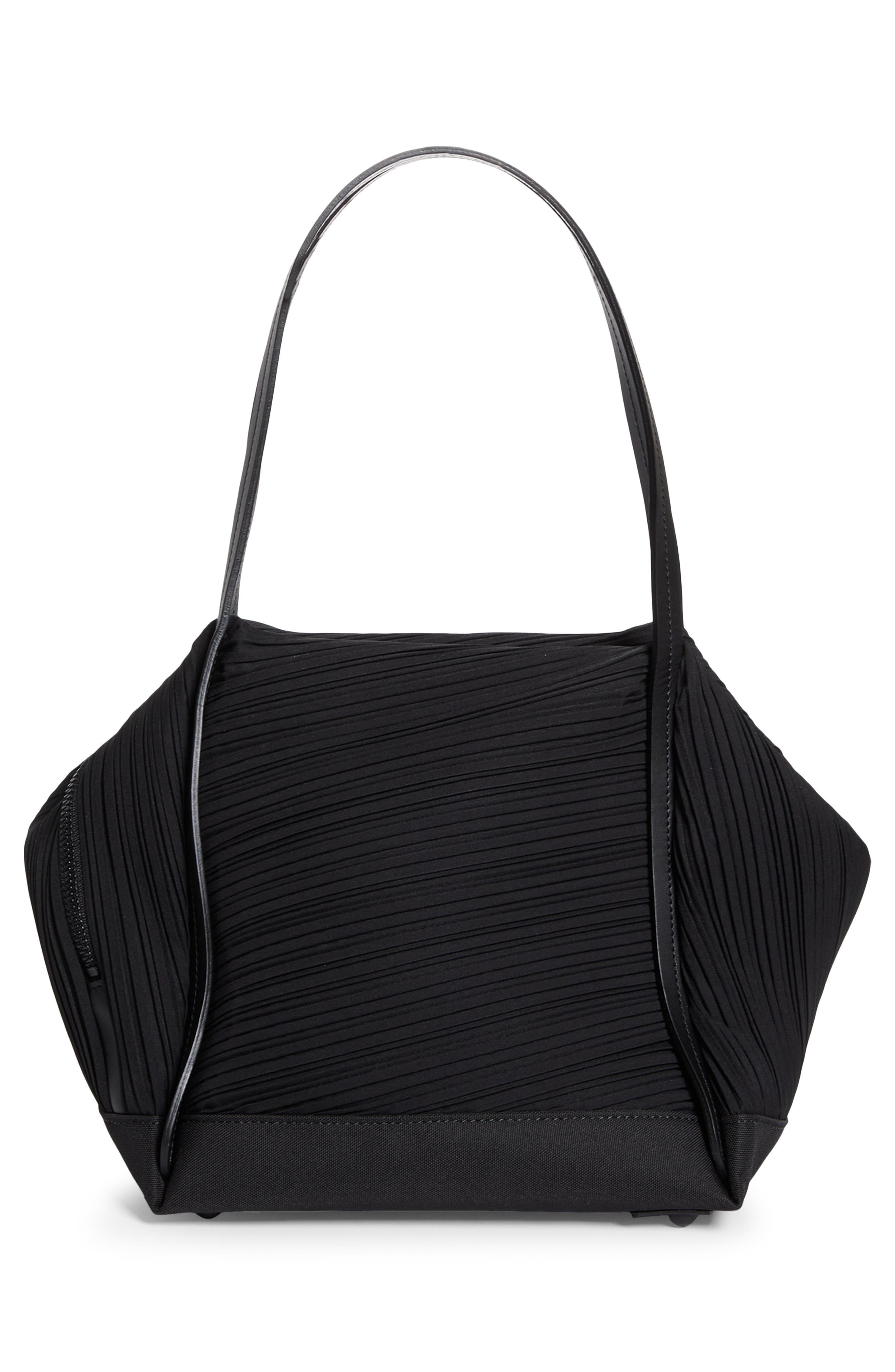 Pleats Please Issey Miyake Bias Pleated Handbag, Alternate, color, Black