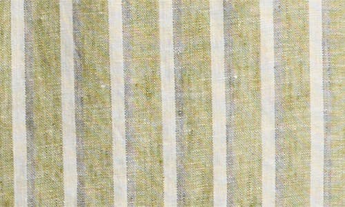 Nn07 Enzo 5728 Stripe Linen Button-up Shirt In Green Stripe