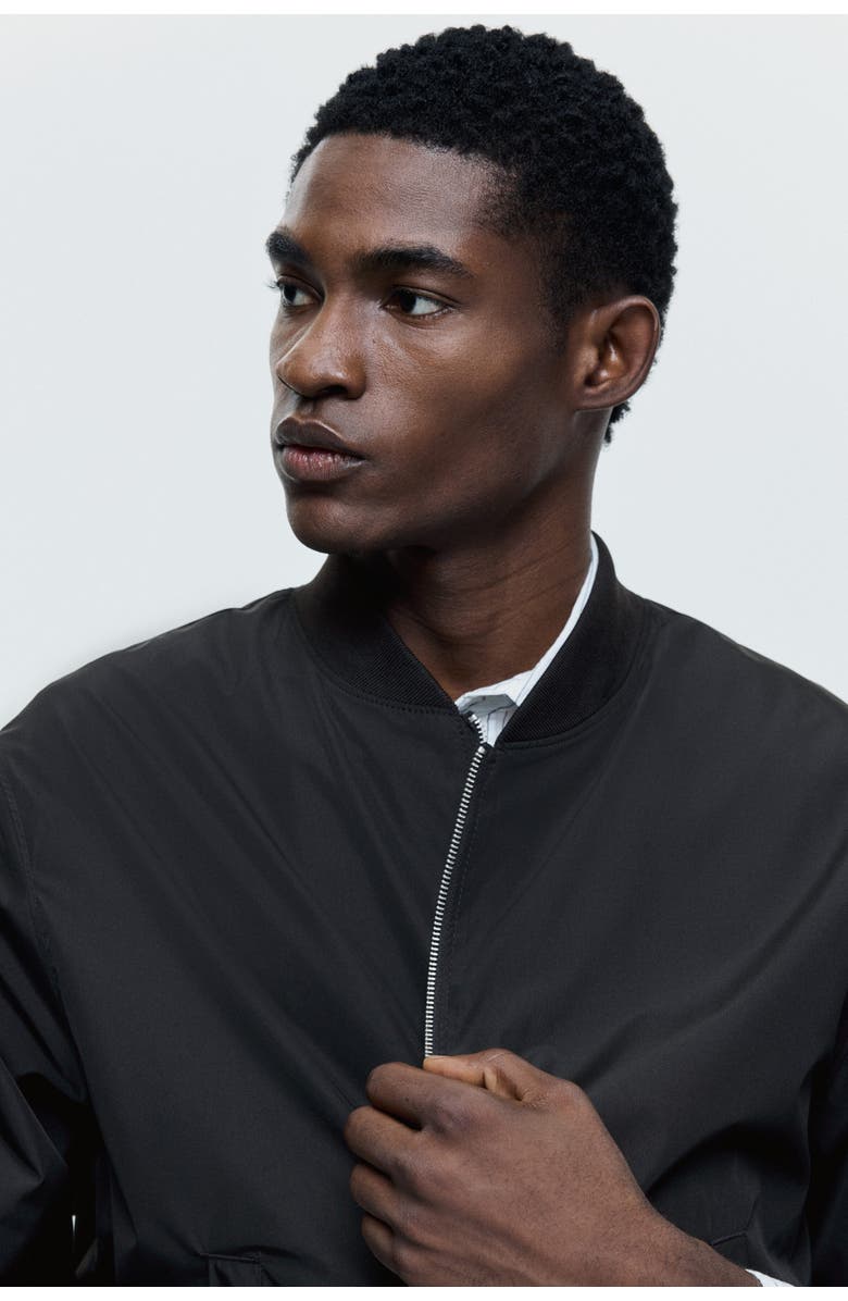 H&M Lightweight Bomber Jacket, Alternate, color, Black