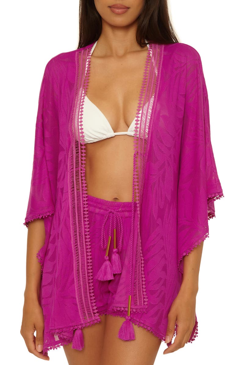 Trina Turk Catamaran Beach Cover-Up Shorts, Main, color, Azalea