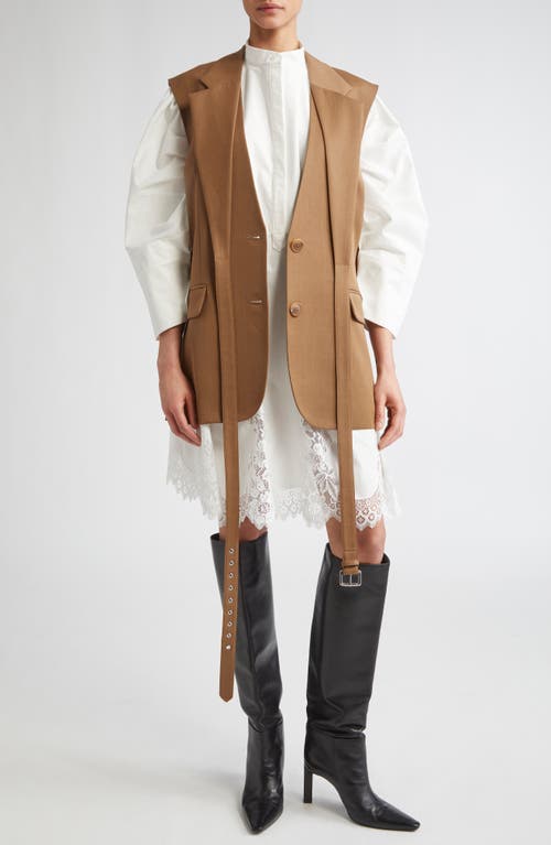 Monse Criss Cross Belted Wool Jacket In Tan