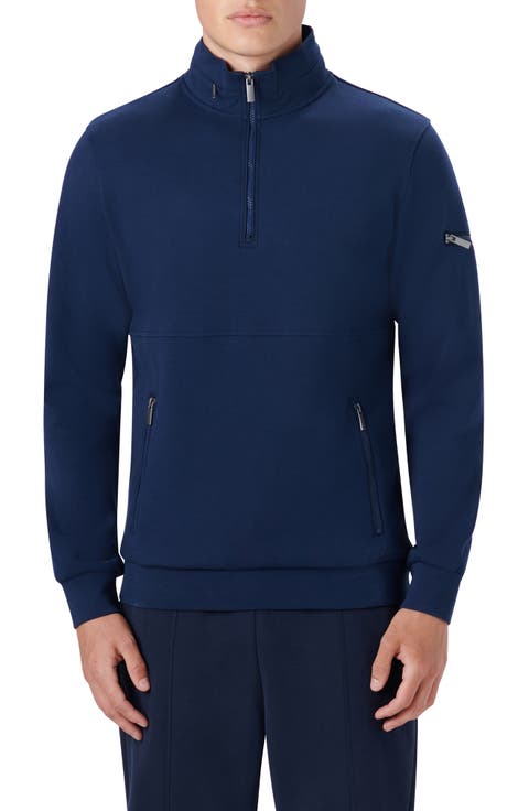 Quarter Zip Stretch Cotton Sweatshirt