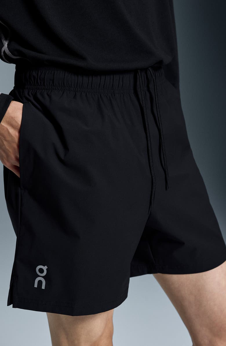 On Core 5-Inch Running Shorts, Alternate, color, Black