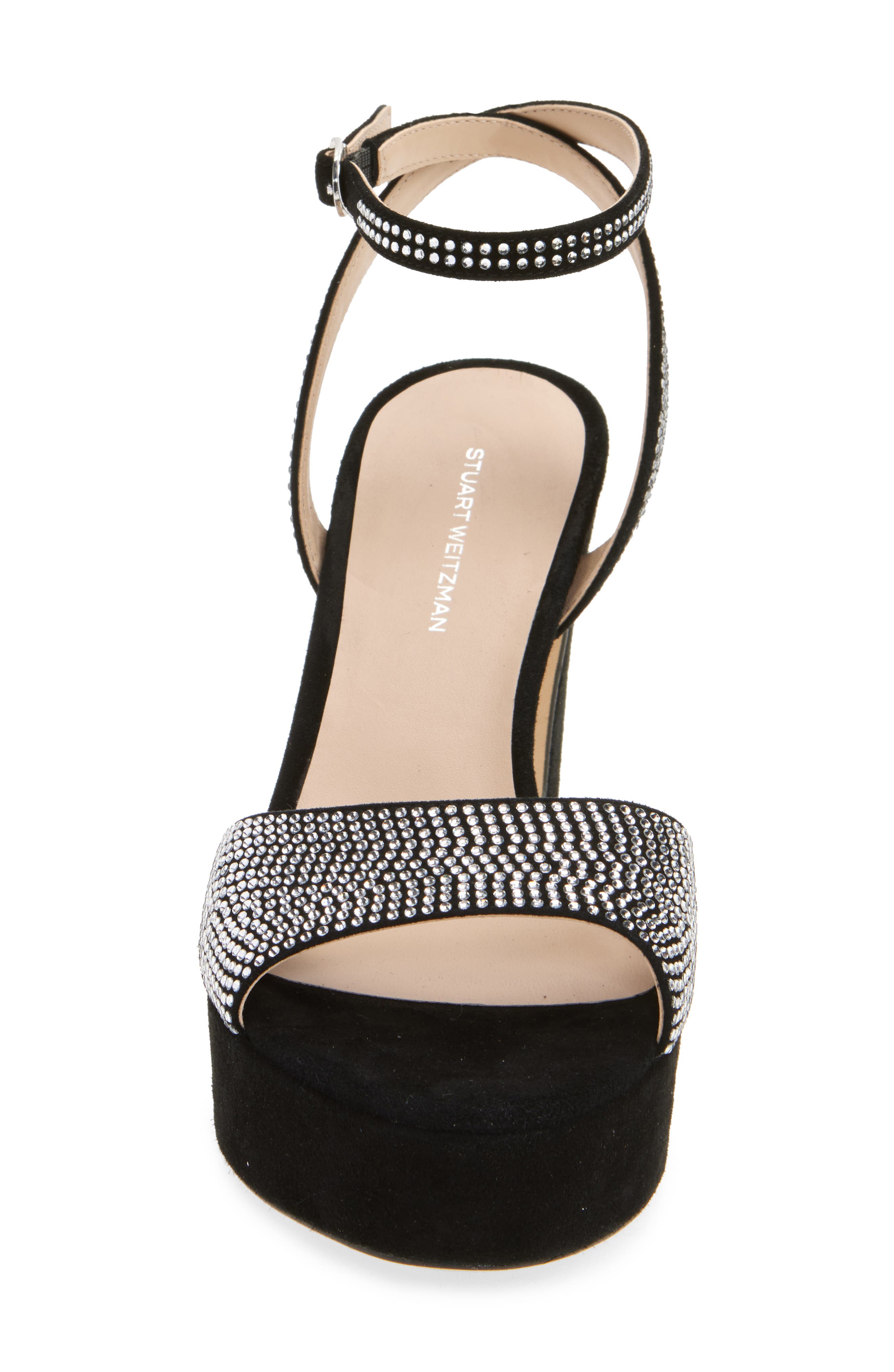 Stuart Weitzman Alaina Crystal Platform Sandal, Alternate, color, Clear/ Black